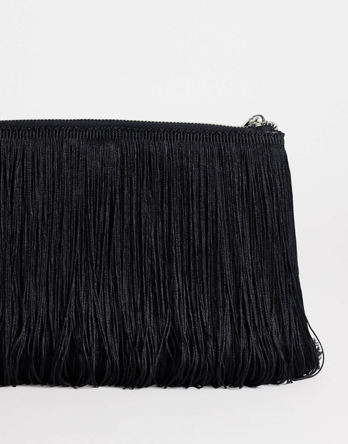 Topshop Jasmine small fringe envelope bag in black