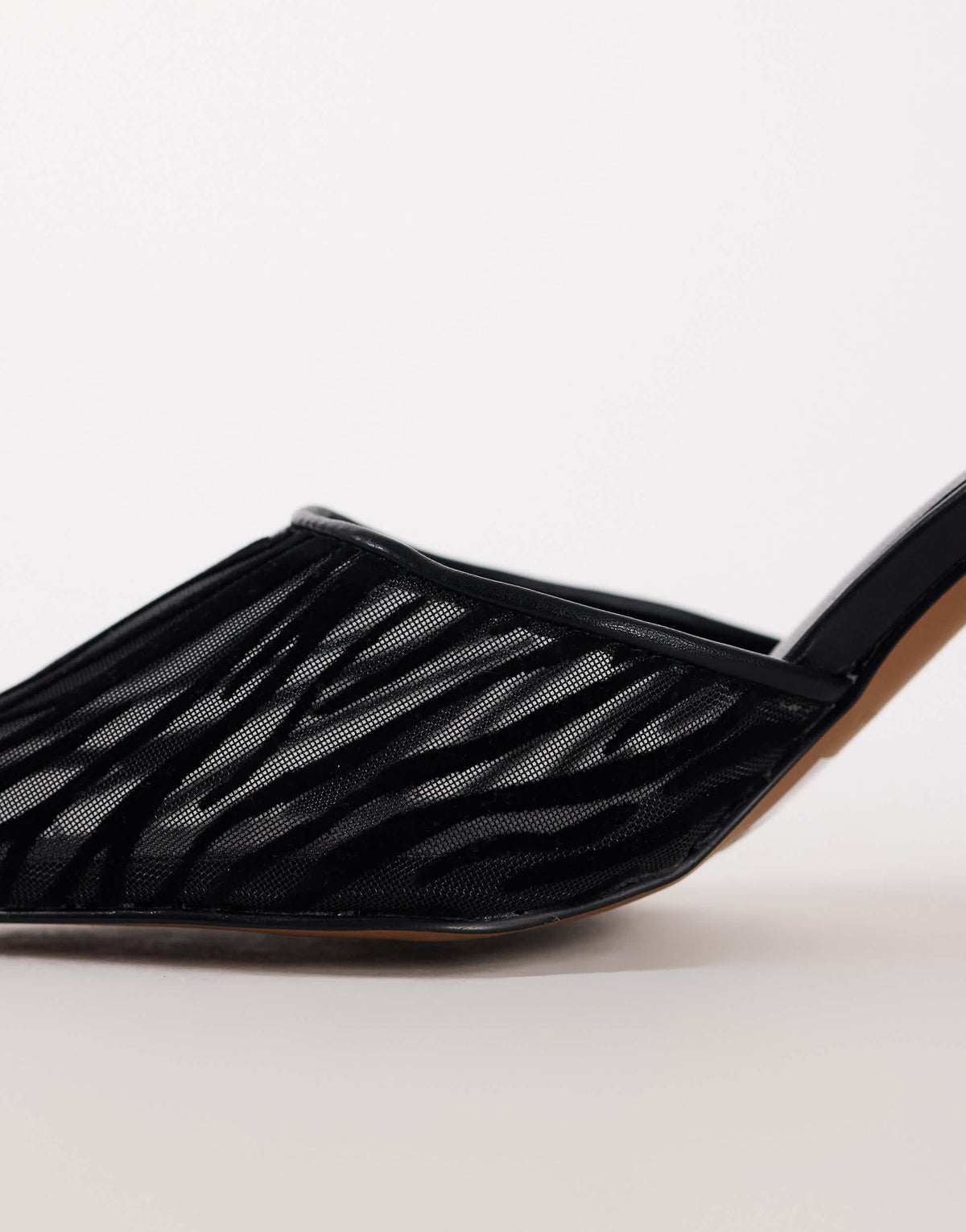 Topshop Alessio angular heel pointed court shoe in black zebra mesh