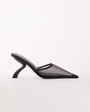Topshop Alessio angular heel pointed court shoe in chocolate mesh