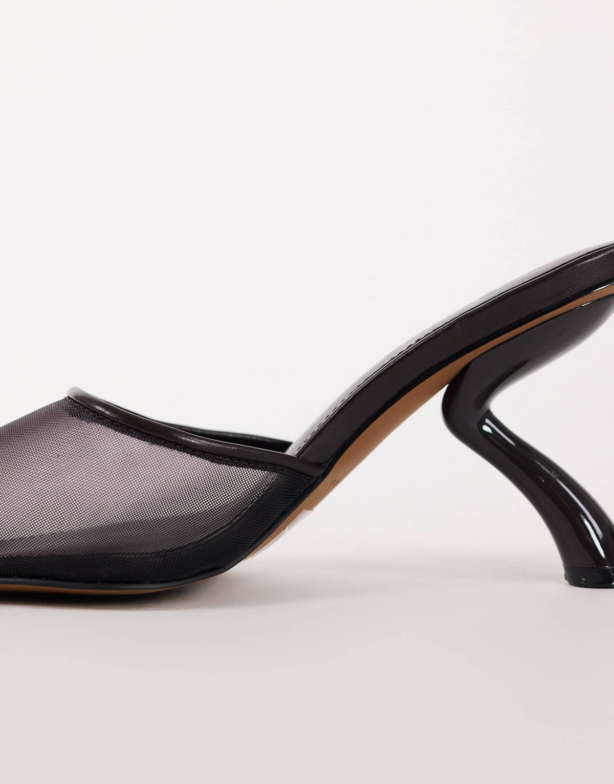Topshop Alessio angular heel pointed court shoe in chocolate mesh