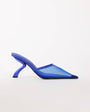 Topshop Alessio angular heel pointed court shoe in cobalt mesh