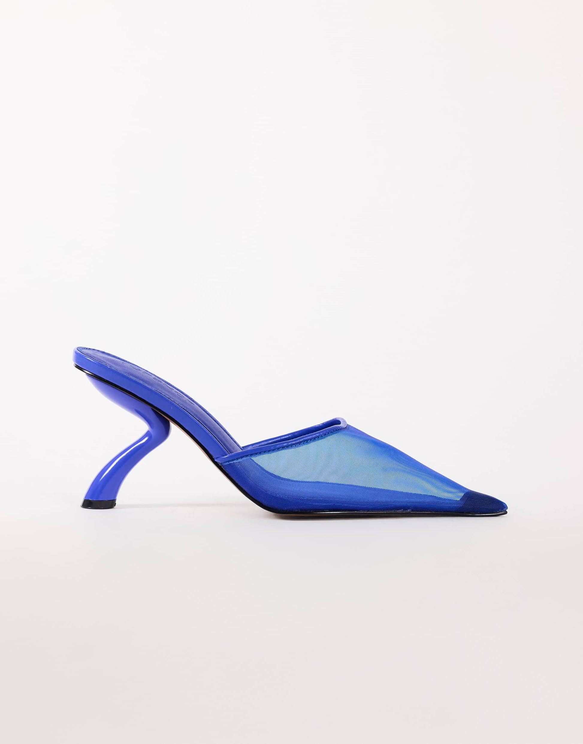 Topshop Alessio angular heel pointed court shoe in cobalt mesh