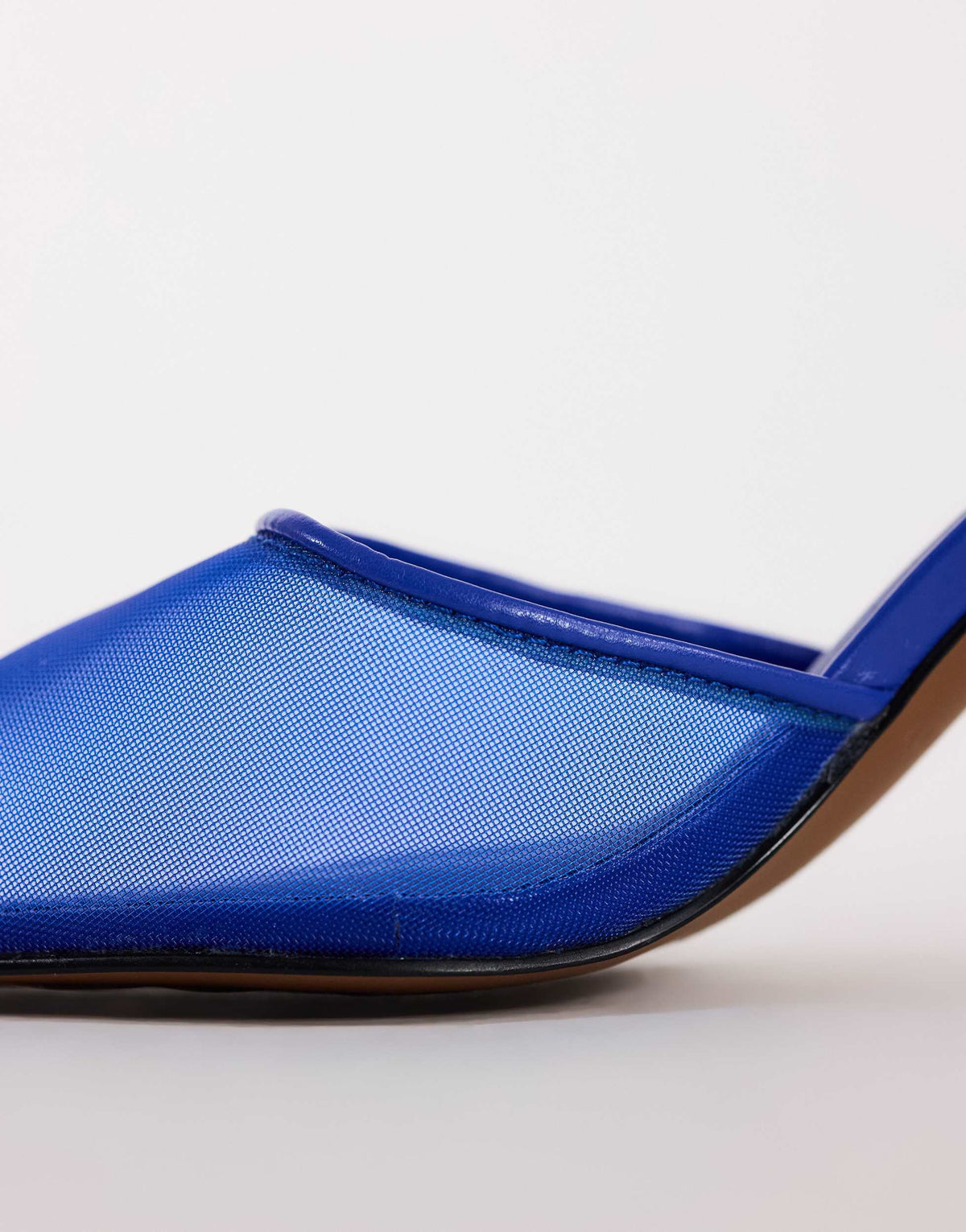 Topshop Alessio angular heel pointed court shoe in cobalt mesh