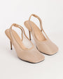 Topshop Arrow sling back mesh heeled shoe in taupe