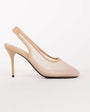 Topshop Arrow sling back mesh heeled shoe in taupe