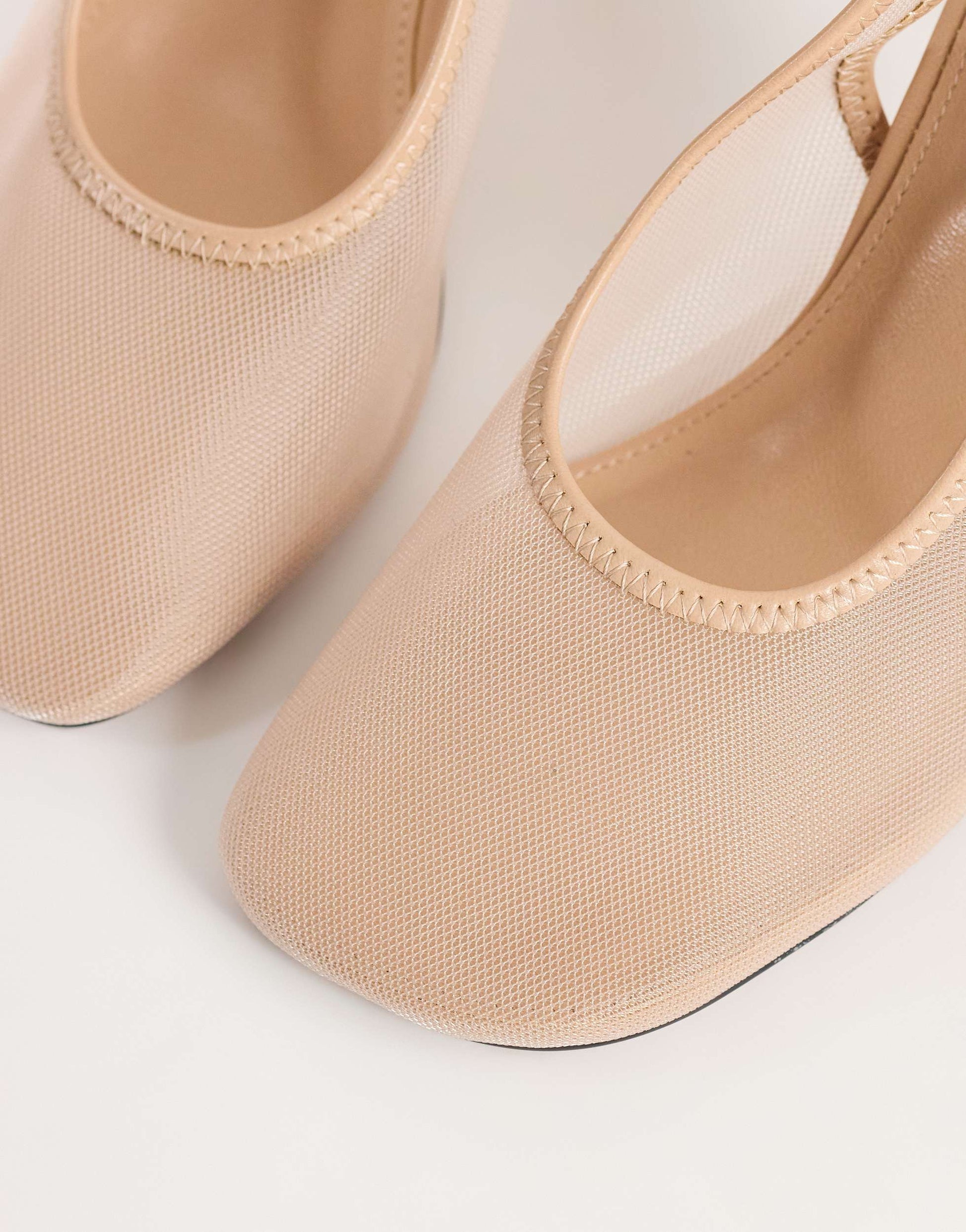 Topshop Arrow sling back mesh heeled shoe in taupe