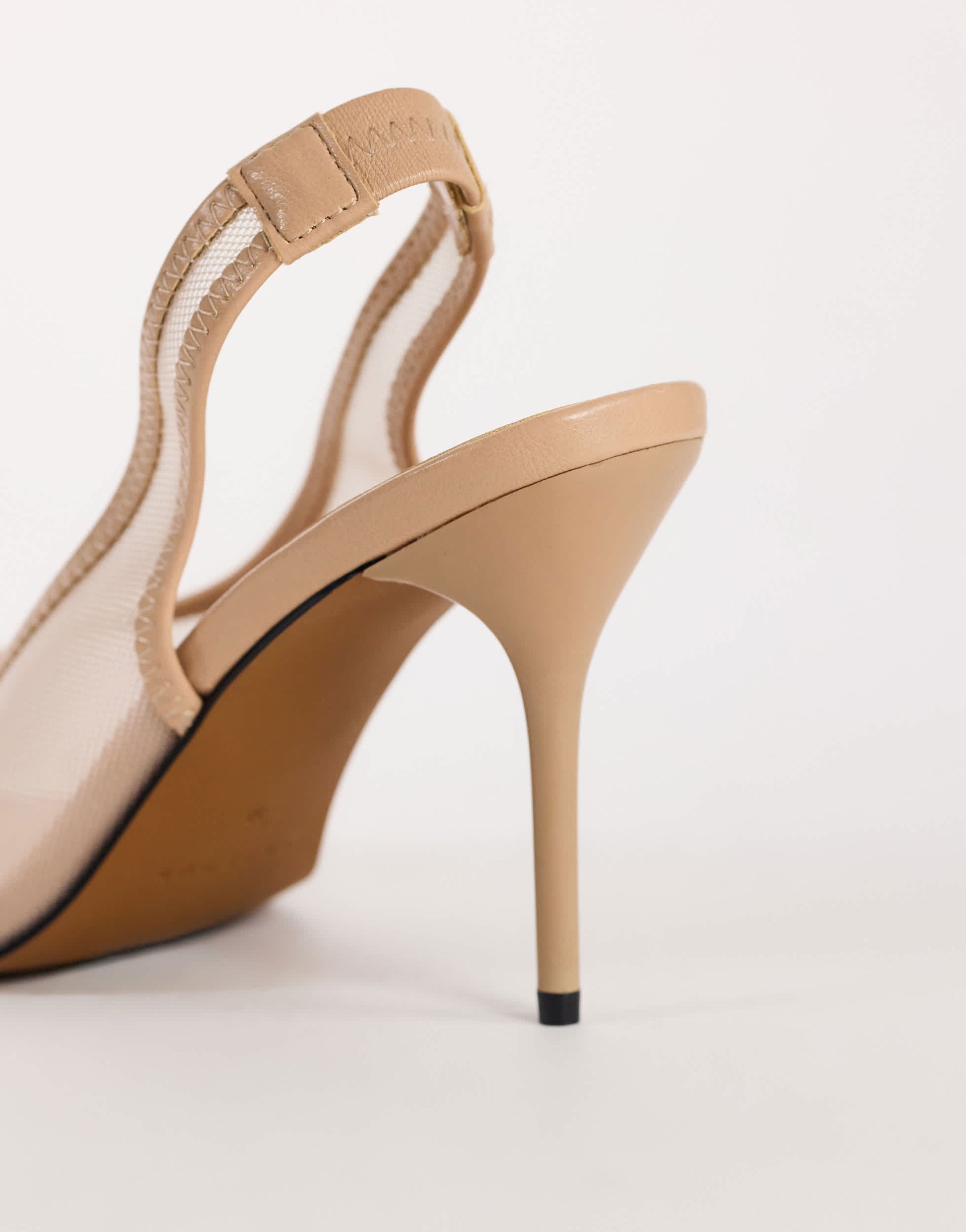 Topshop Arrow sling back mesh heeled shoe in taupe
