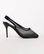 Topshop Arrow sling back mesh heeled shoe in black