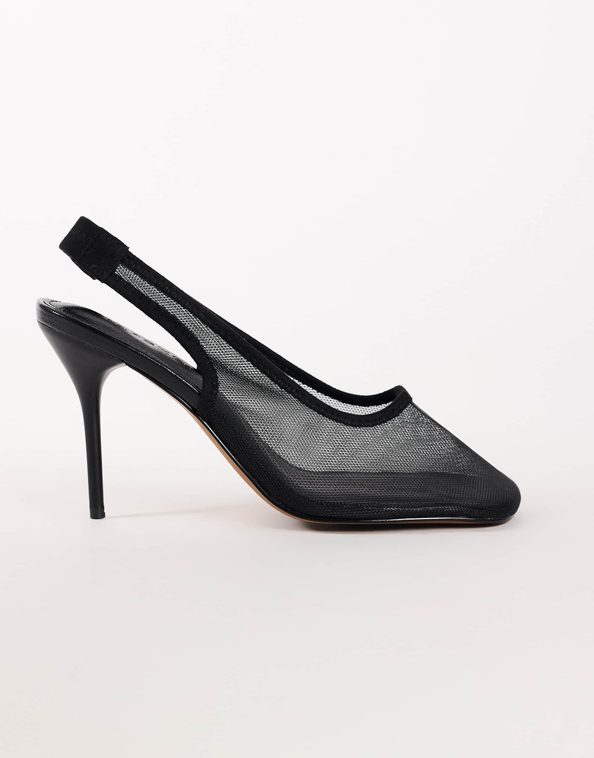 Topshop Arrow sling back mesh heeled shoe in black