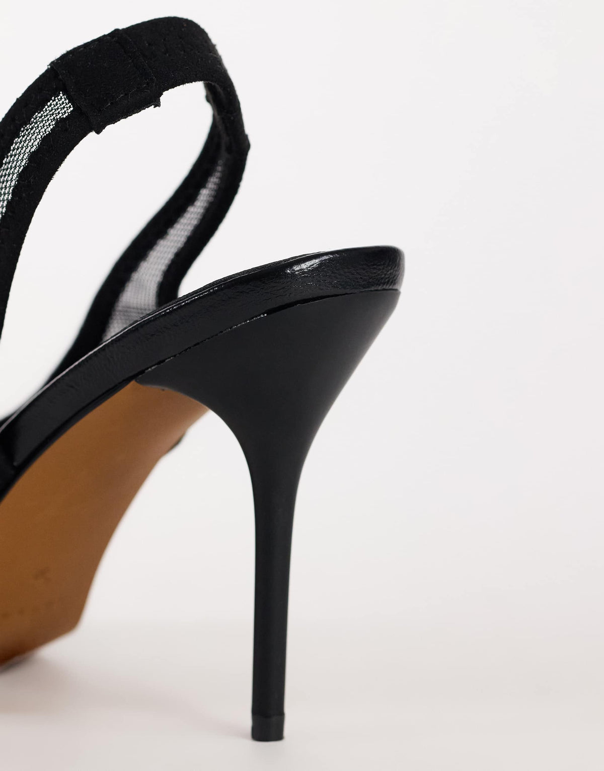 Topshop Arrow sling back mesh heeled shoe in black