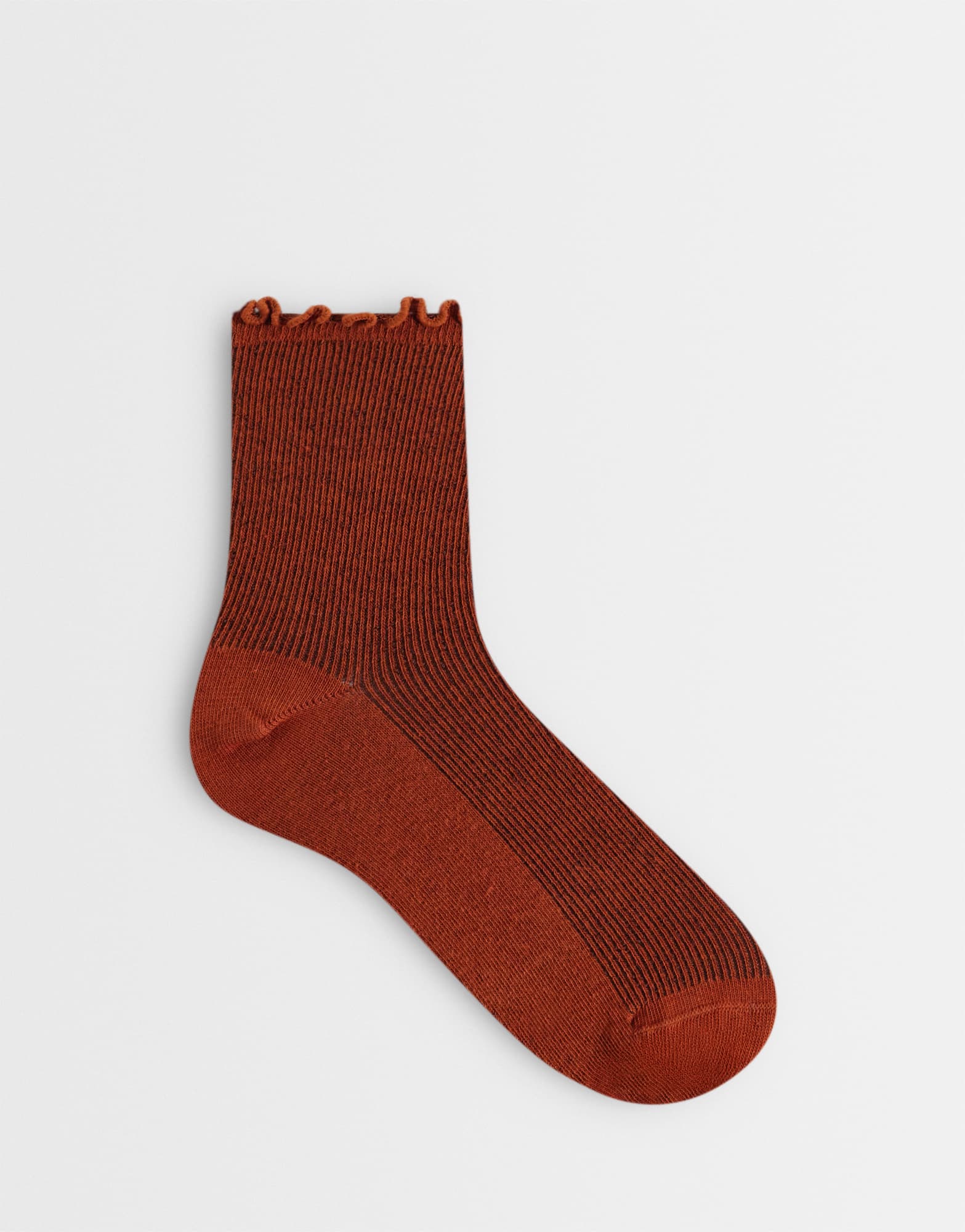 Topshop ribbed frill socks in rust
