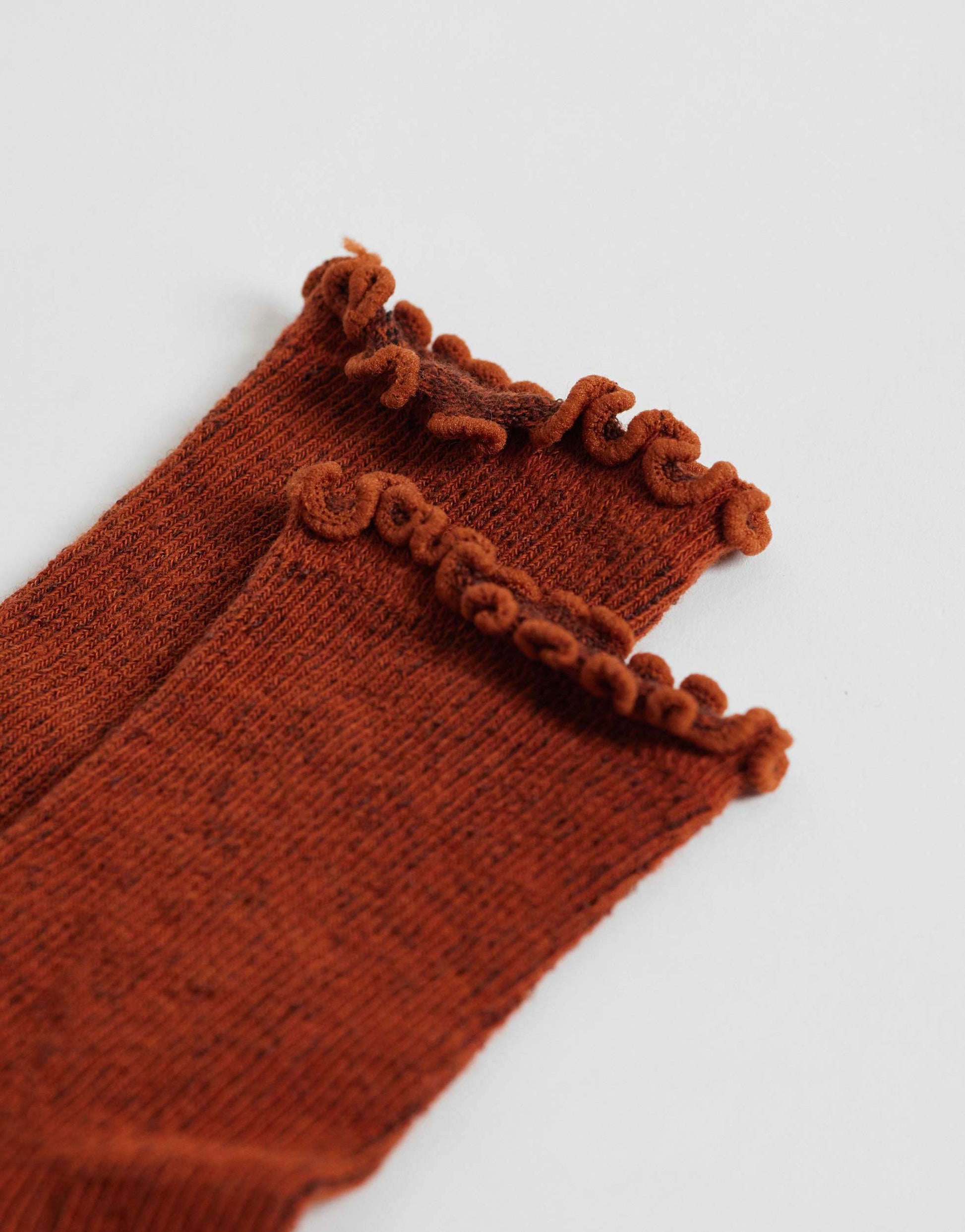 Topshop ribbed frill socks in rust