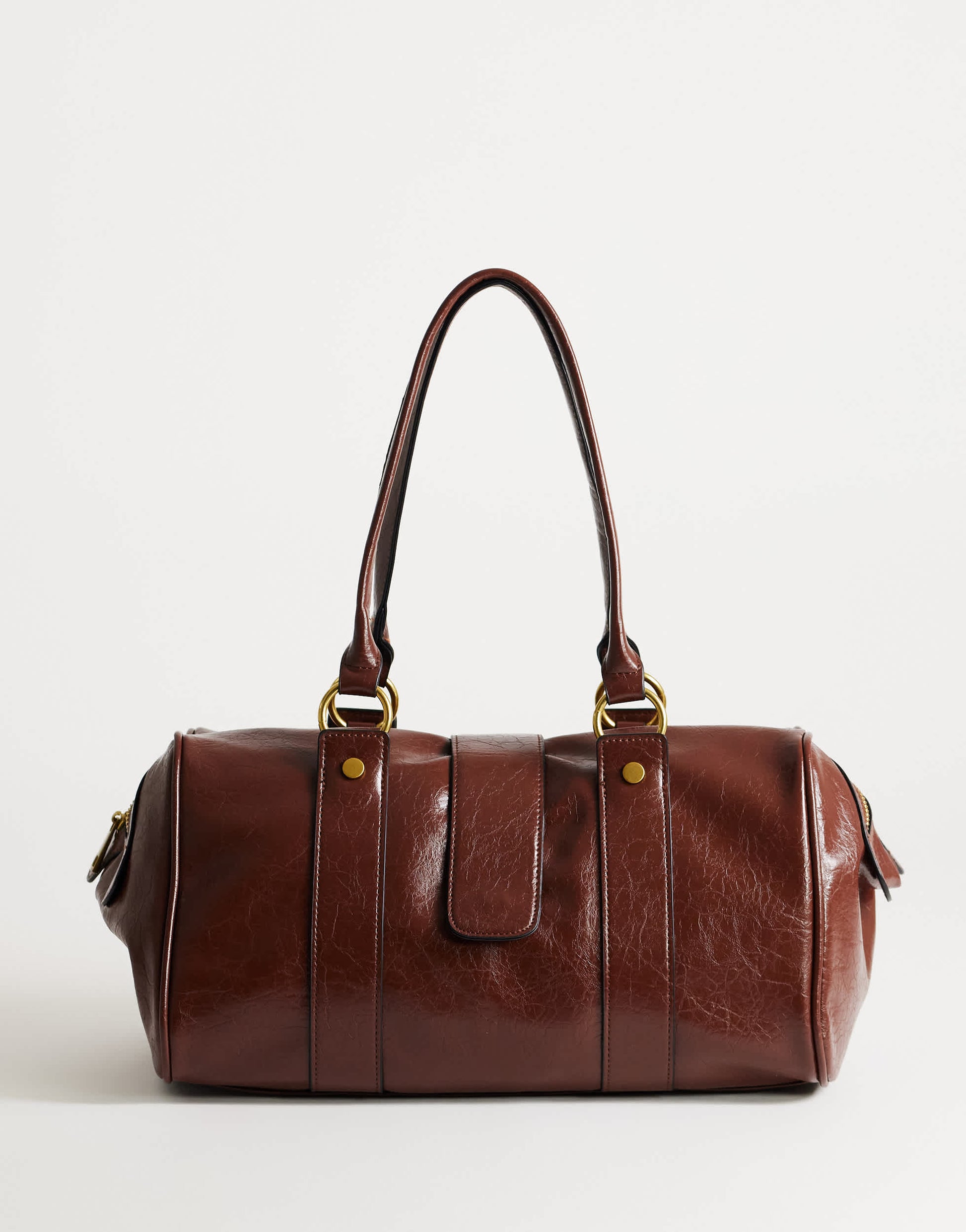 Topshop Star medium hardware detail bowler shoulder bag chocolate