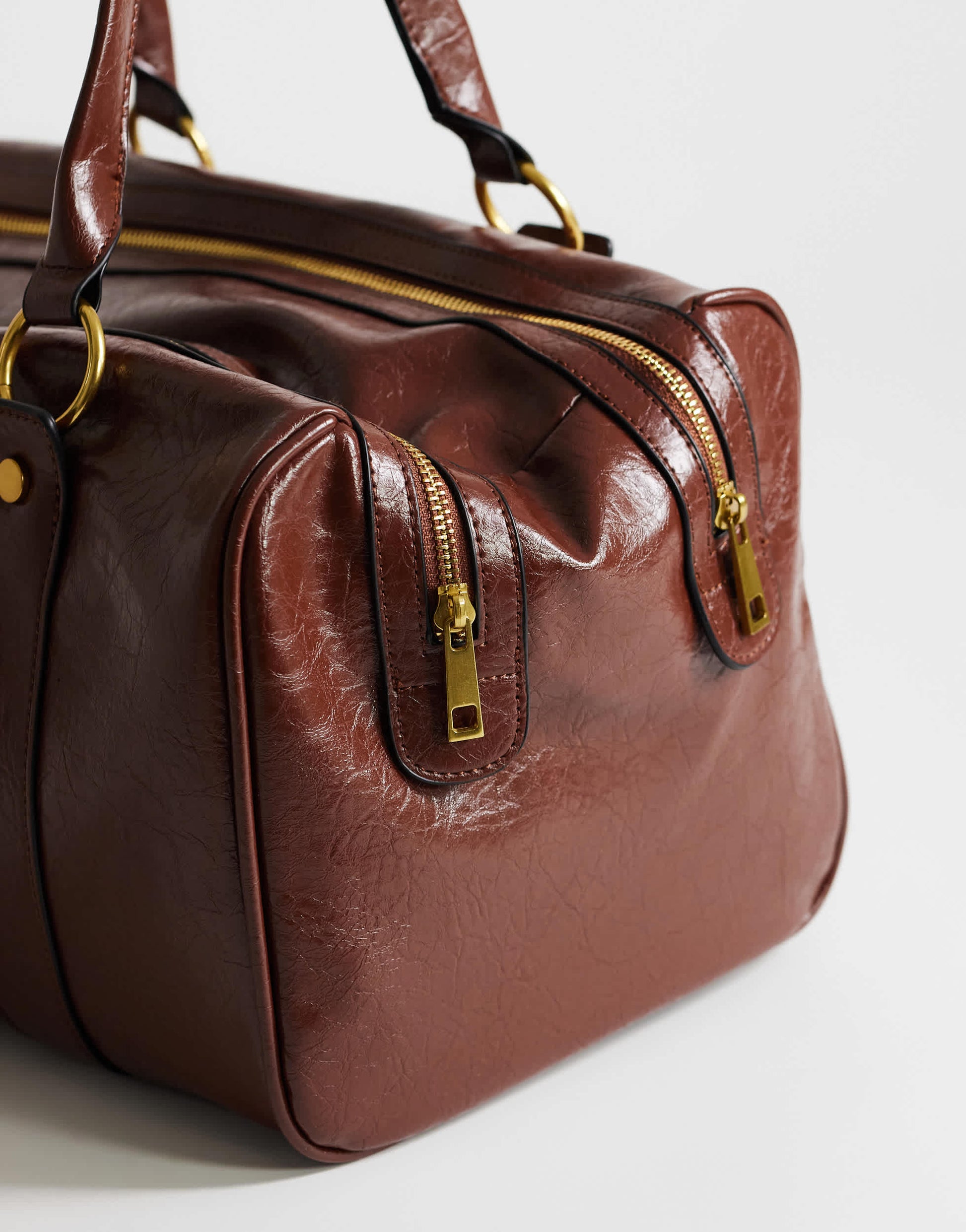 Topshop Star hardware detail bowler shoulder bag chocolate