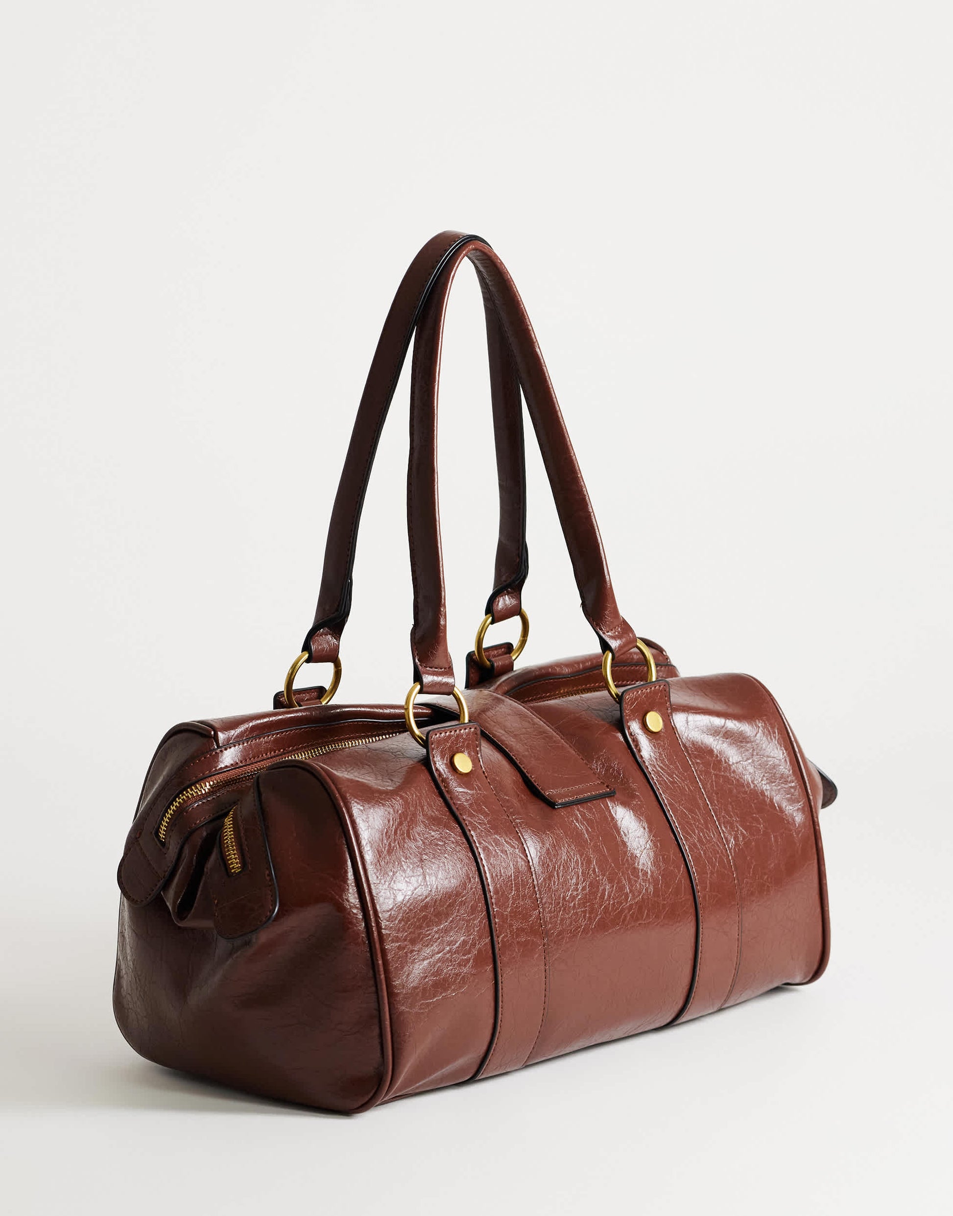 Topshop Star hardware detail bowler shoulder bag chocolate