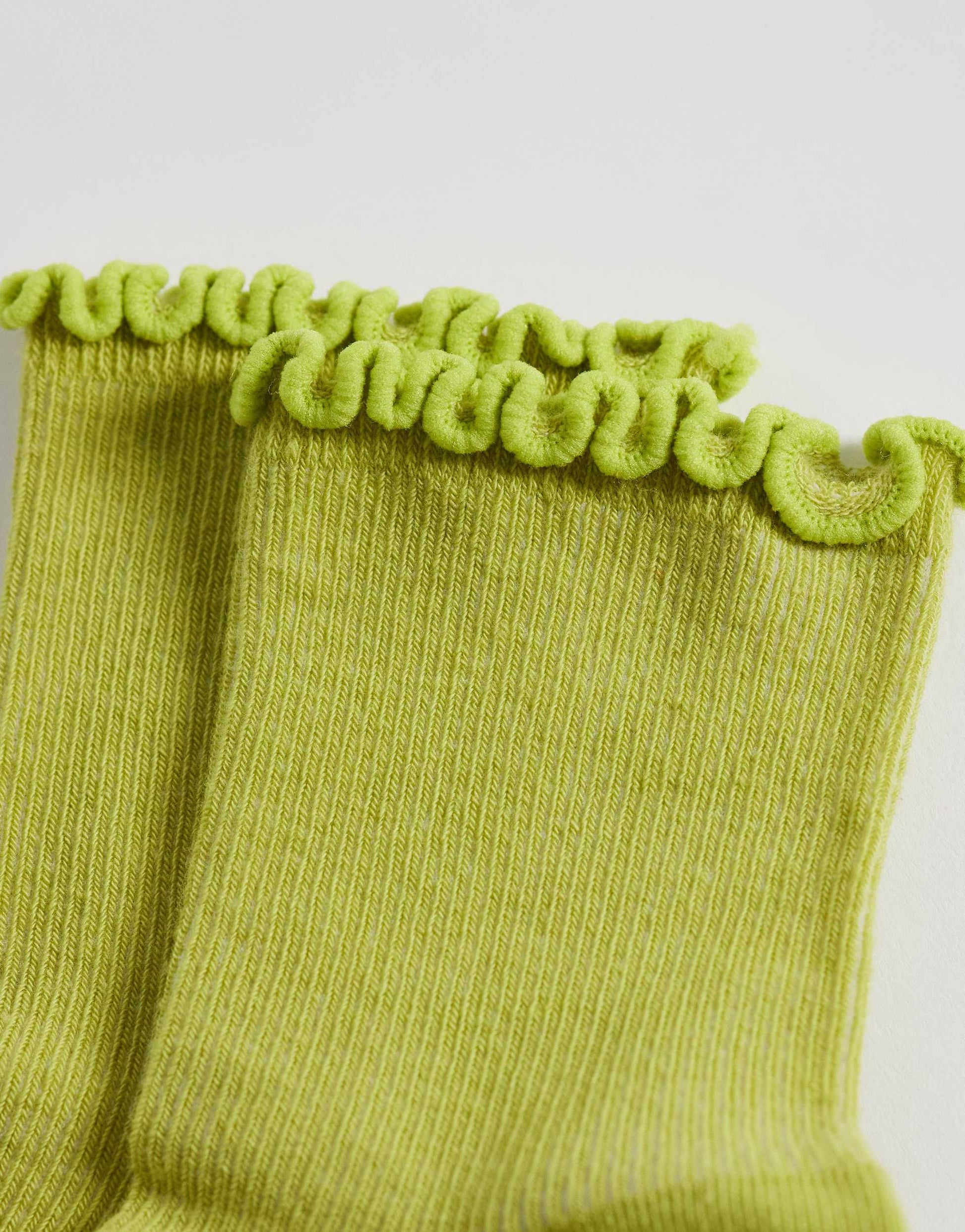 Topshop ribbed frill socks in lime