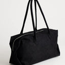Topshop Tabby large suedette weekend bag in black weave