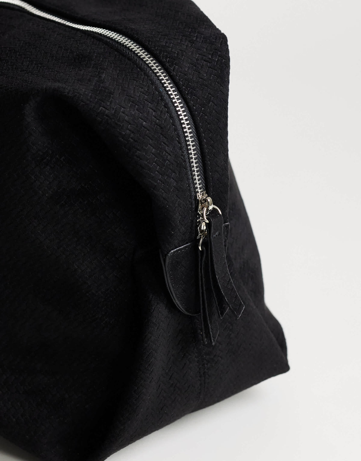 Topshop Tabby large suedette weekend bag in black weave