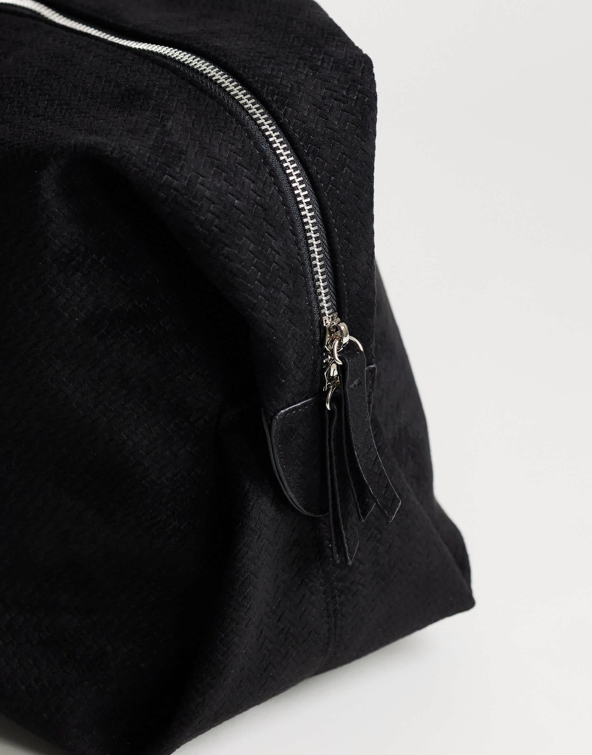 Topshop Tabby large suedette weekend bag in black weave