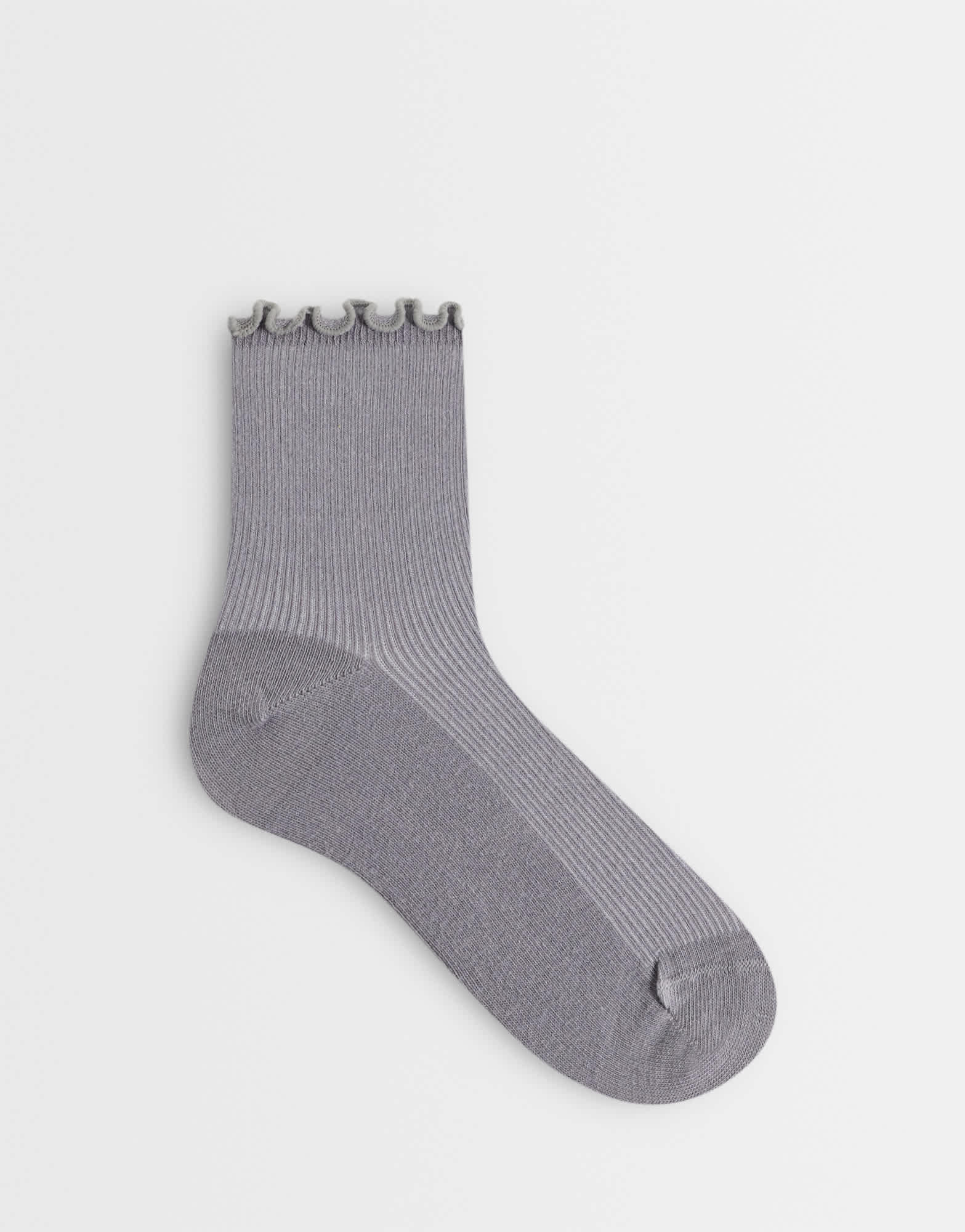 Topshop ribbed frill socks in grey
