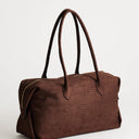 Topshop Tabby large suedette weekend bag in chocolate weave