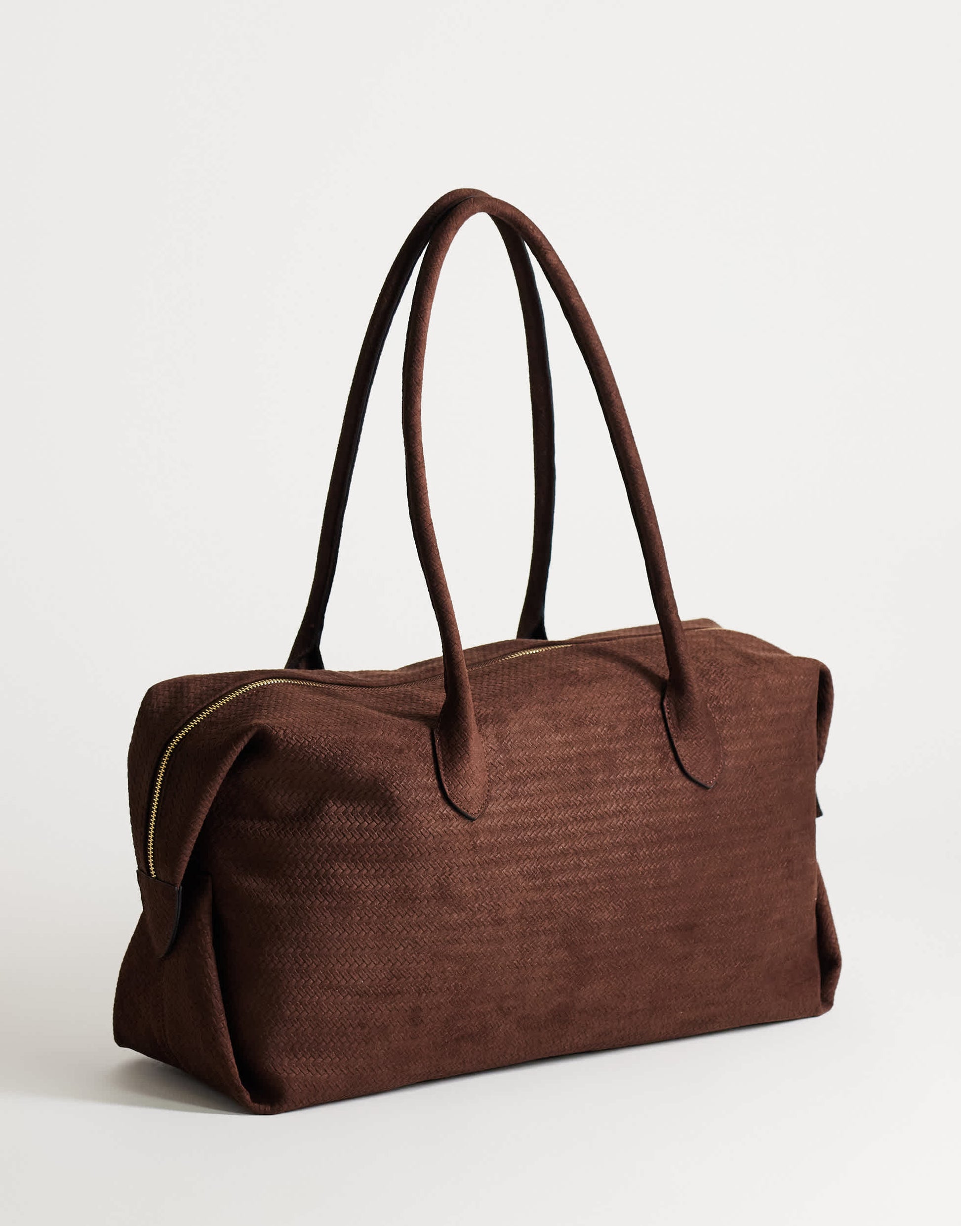 Topshop Tabby suedette weekend bag in chocolate weave