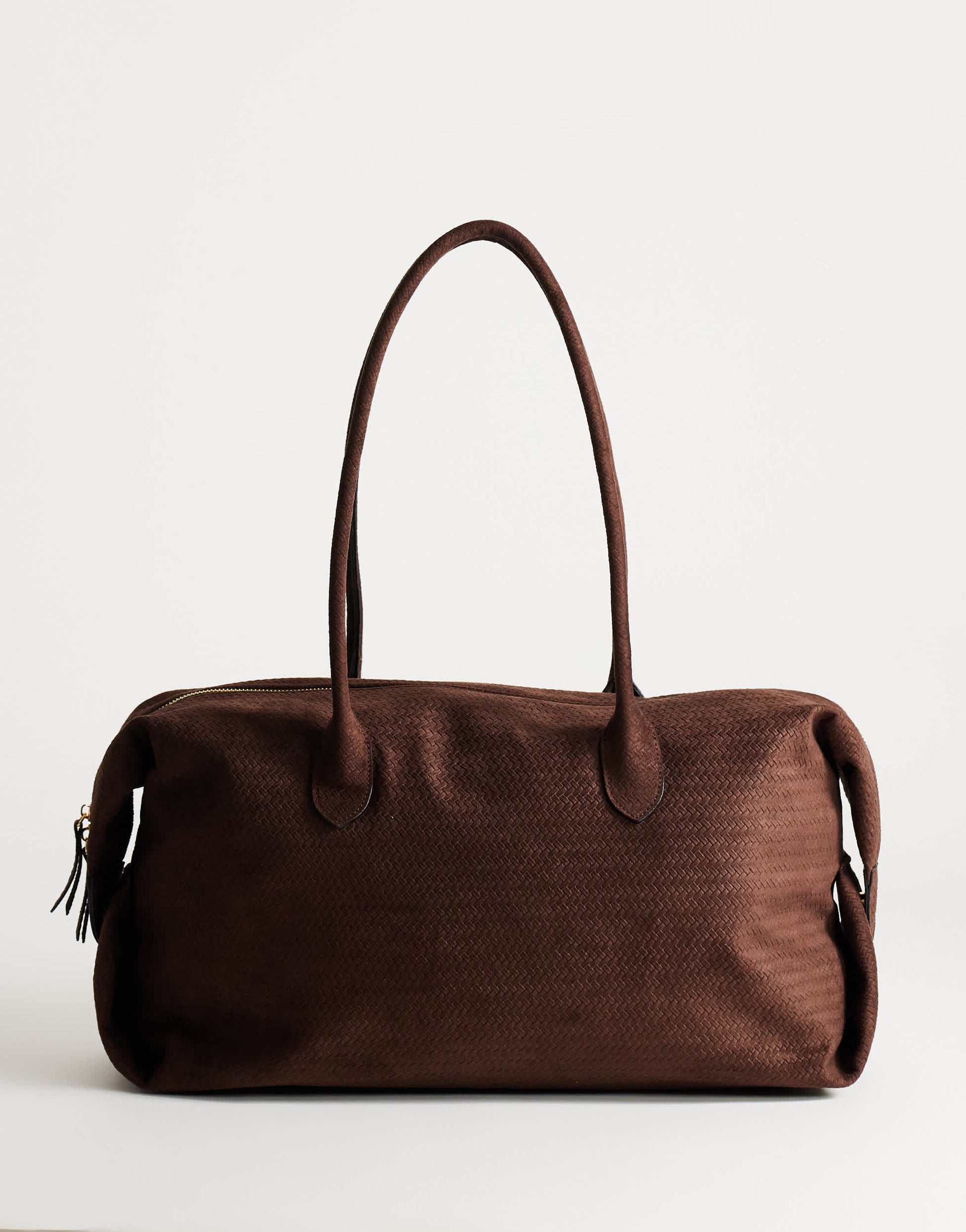 Topshop Tabby suedette weekend bag in chocolate weave