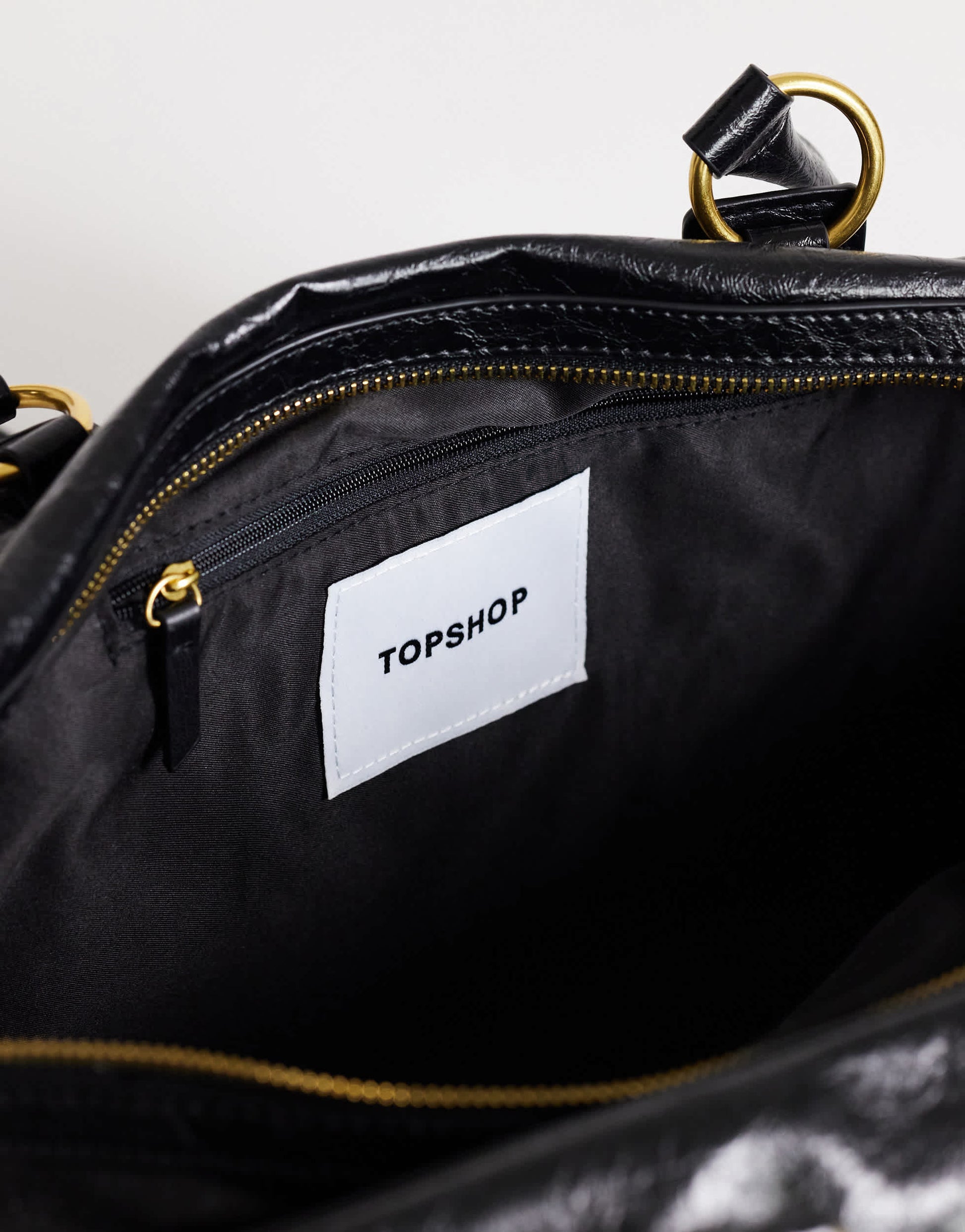 Topshop Star medium hardware detail bowler shoulder bag in black