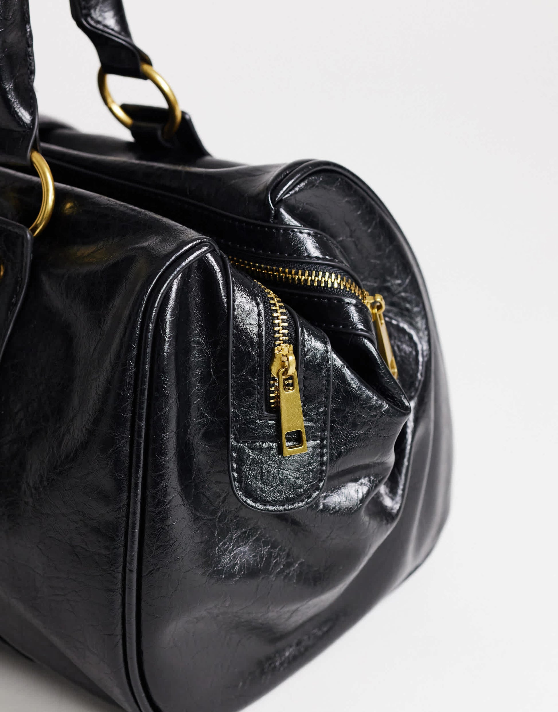 Topshop Star hardware detail bowler shoulder bag in black