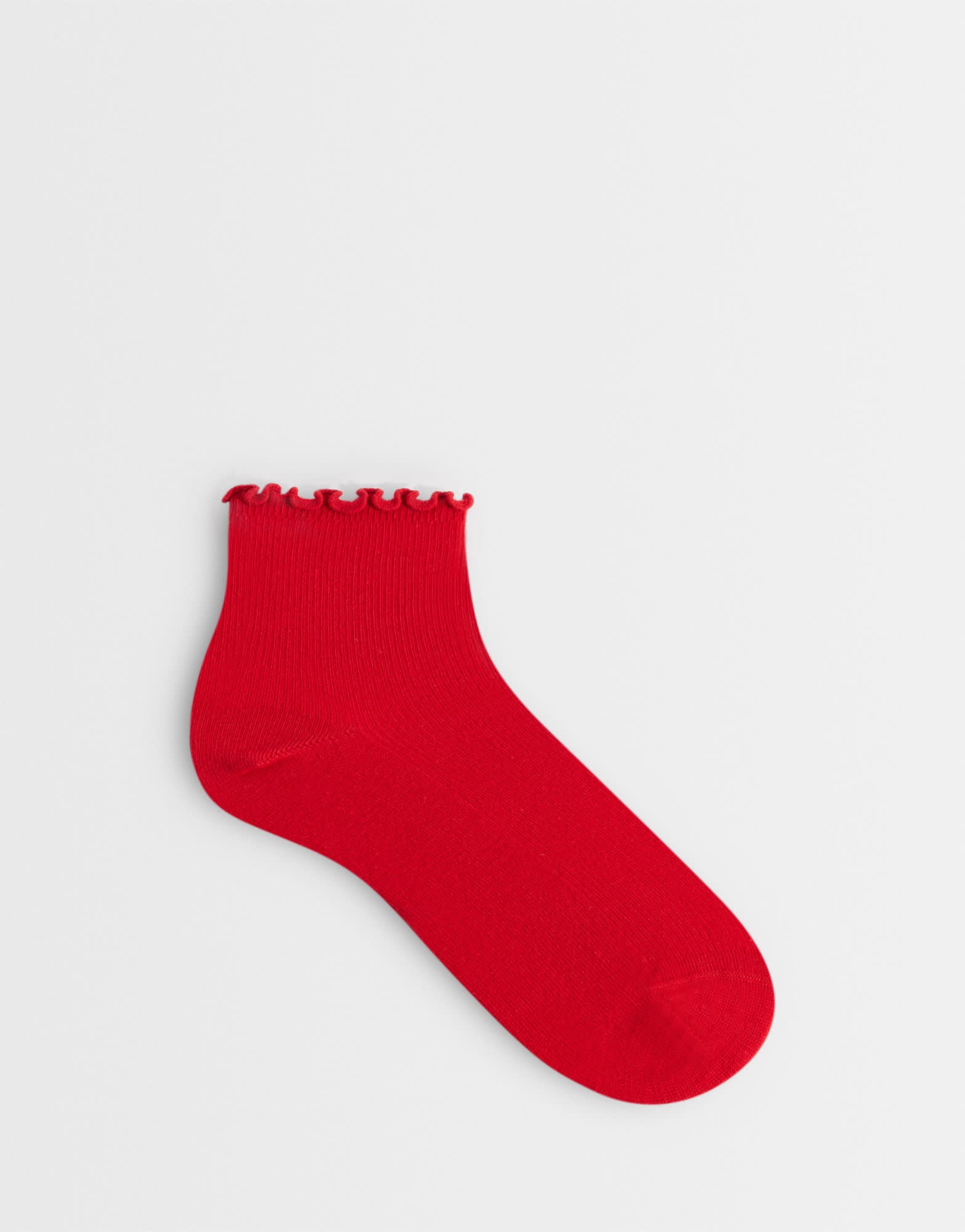 Topshop ribbed frill socks in red
