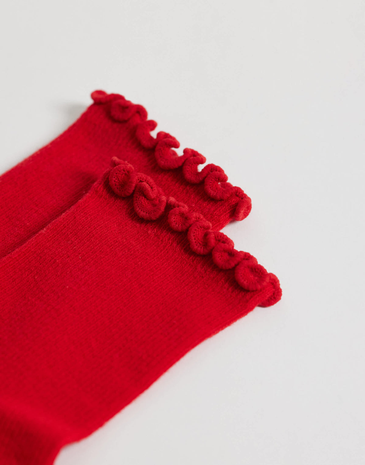 Topshop ribbed frill socks in red