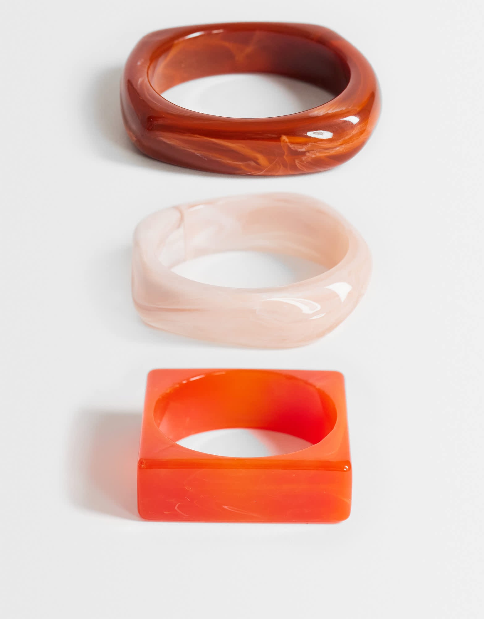 Topshop Flo 3 pack resin bangles in red, burnt orange and pink