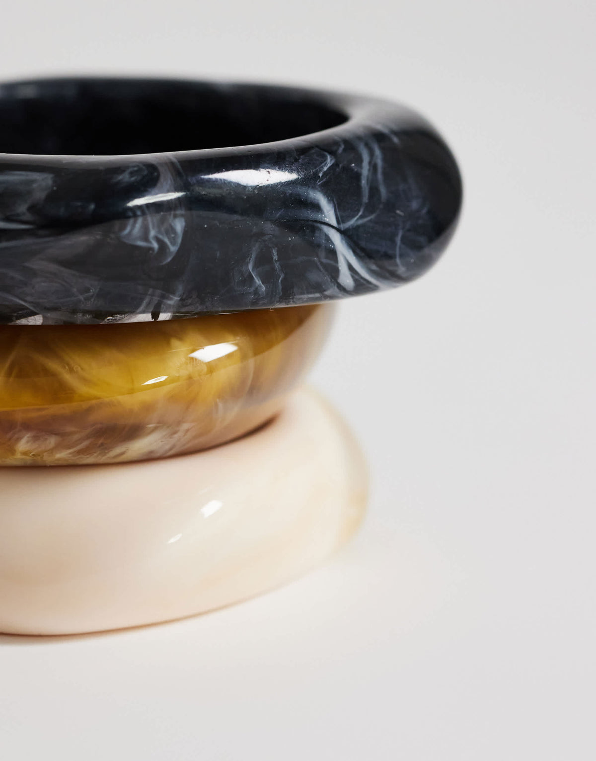 Topshop Ferdy 3 pack resin bangles in tiger, off white and black