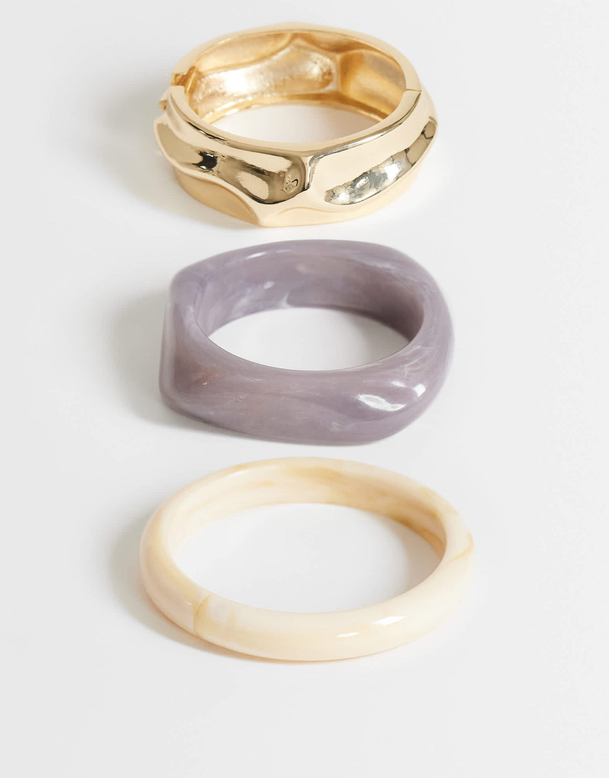 Topshop Flower 3 pack resin bangles in neutral and gold mix