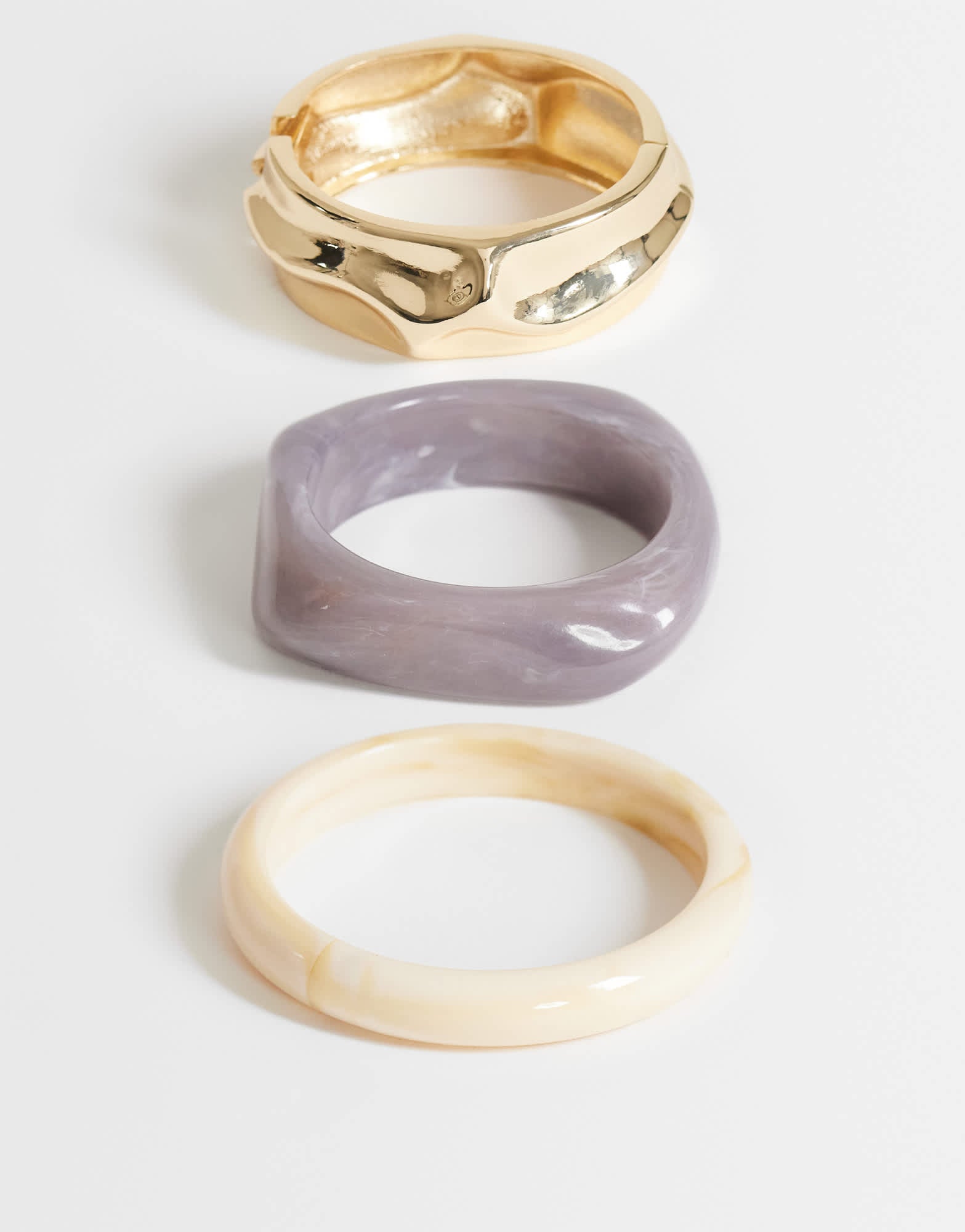 Topshop Flower 3 pack resin bangles in neutral and gold mix