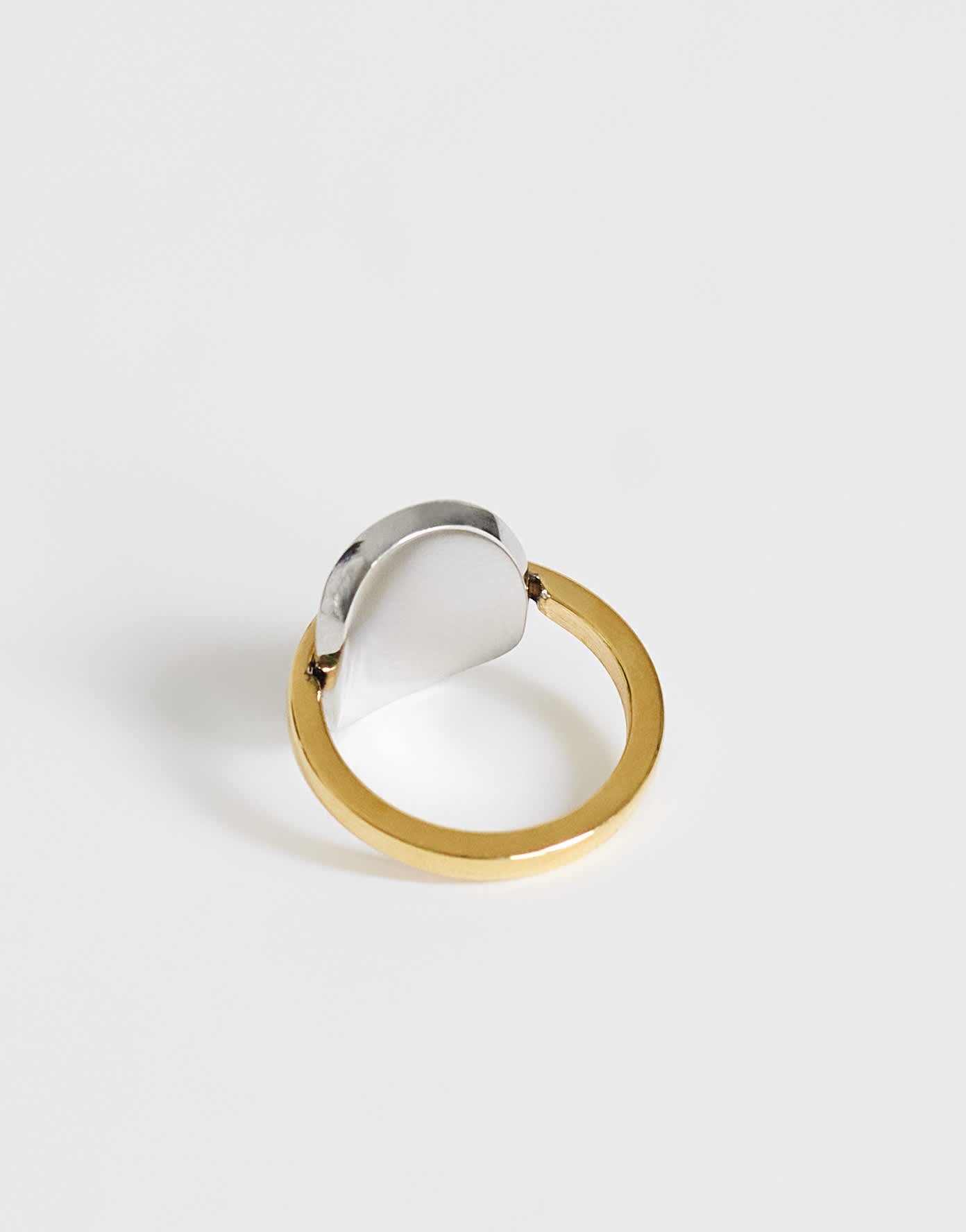 Topshop Ravi waterproof  stainless steel ring in silver with gold detail