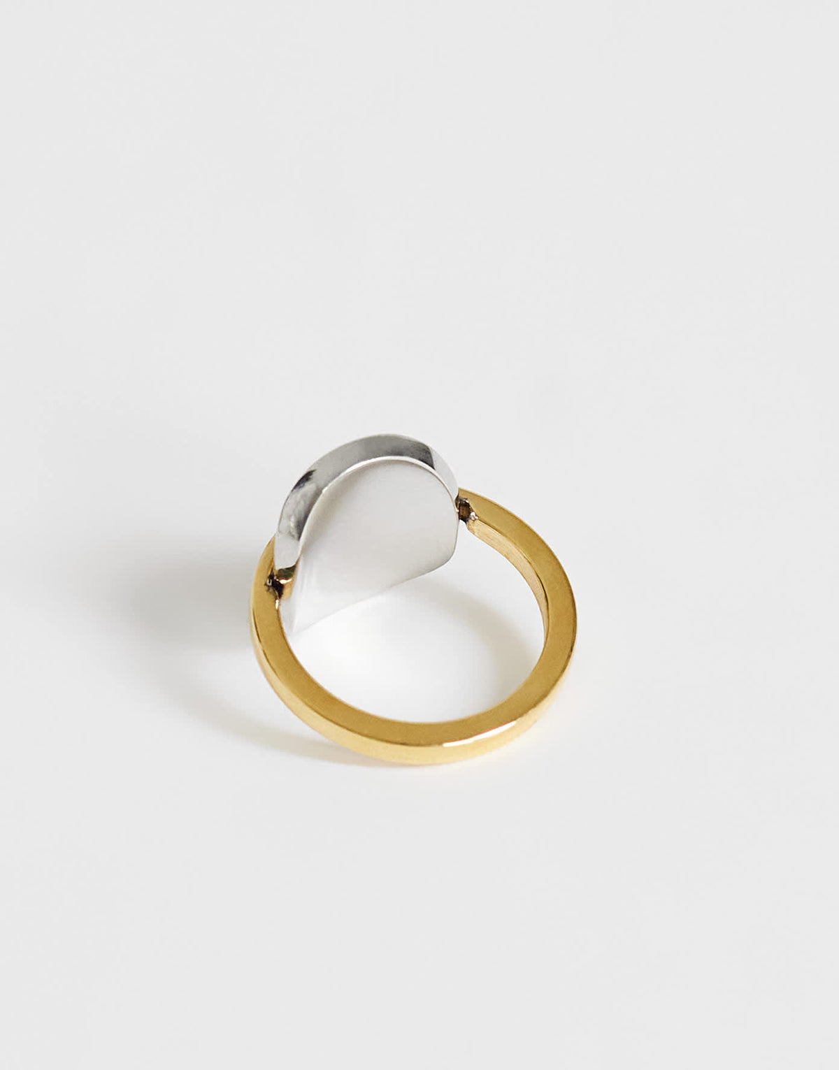 Topshop Ravi waterproof  stainless steel ring in silver with gold detail