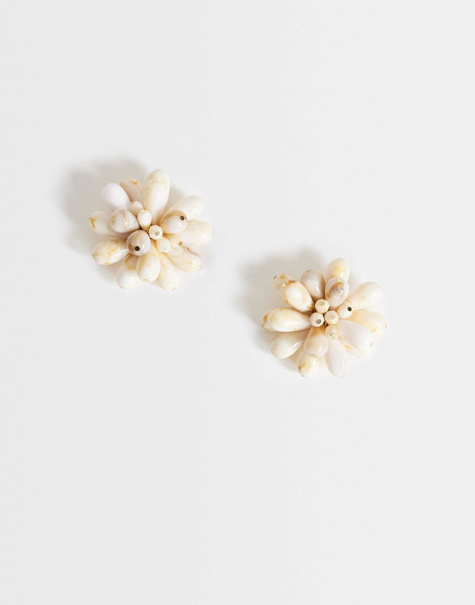 Topshop Dezi semi precious cluster earring in off white marble