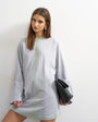 Topshop cotton rich jersey rolled sleeve t-shirt mini dress in grey marl with green contrast topstitching