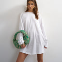 Topshop jersey rolled sleeve t-shirt dress in white
