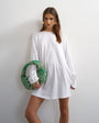 Topshop cotton rich jersey rolled sleeve t-shirt mini dress in white
