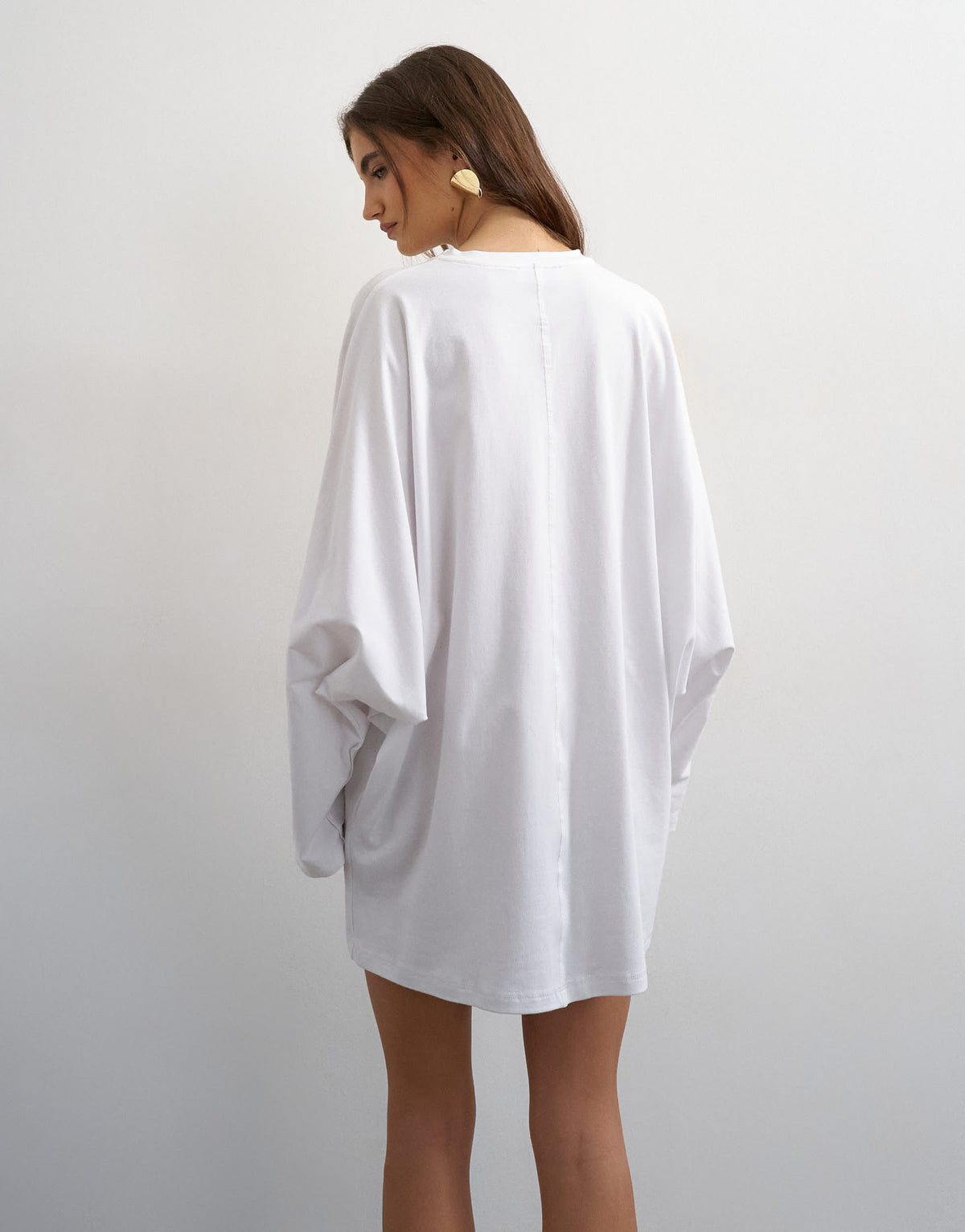 Topshop cotton rich jersey rolled sleeve t-shirt mini dress in white