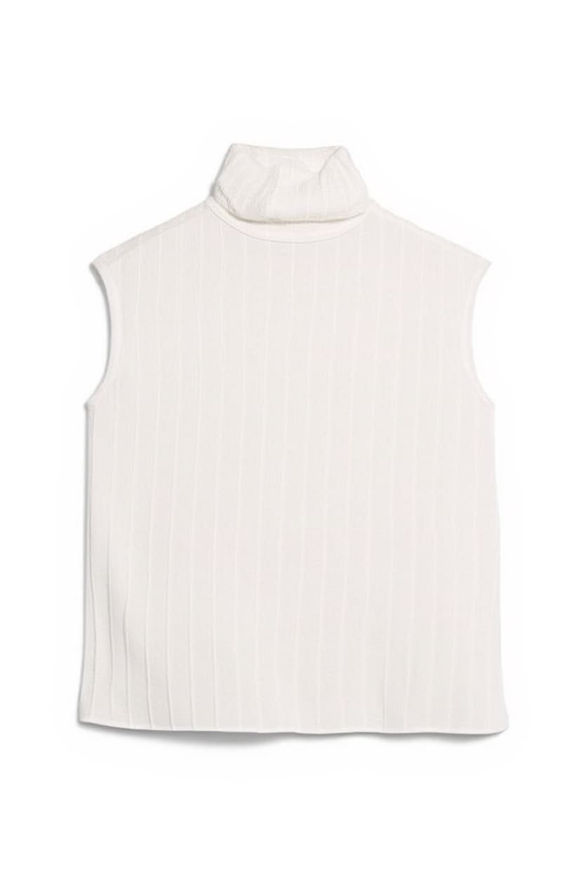 Topshop funnel neck sleeveless top in ivory stripe