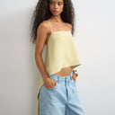 Topshop square neck cami with drape back detail in sage