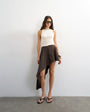 Topshop asymmetric mini skirt in chocolate