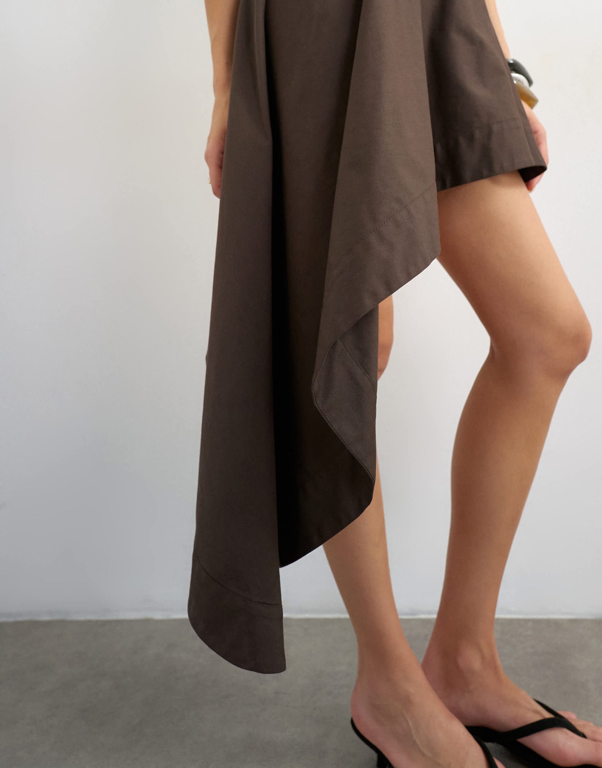 Topshop asymmetric mini skirt in chocolate