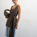 Topshop tie waist scoop cami in chocolate