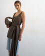 Topshop tie waist scoop cami in chocolate