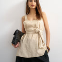 Topshop tie waist scoop cami in stone