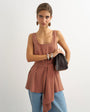 Topshop tie waist scoop cami in rust stripe